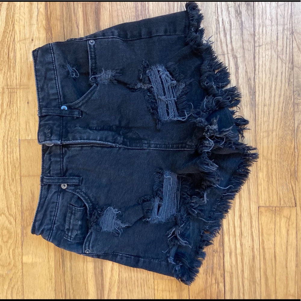 Black jean shorts